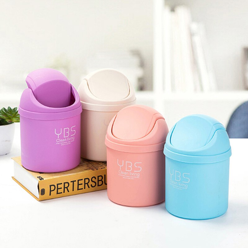 1PC Office Mini Desktop Storage Box Waste Container Desktop Cleaning Barrel Small Desk Organizer Storage Dustbins