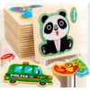 3D Wooden Puzzle Jigsaw Toys For Children Wood 3d Cartoon Animal Puzzles Intelligence Kids Early Educational Toys for children