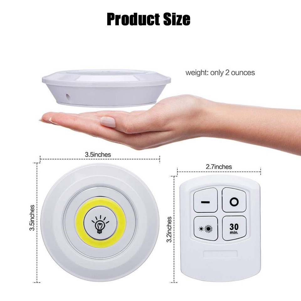 3W Super Bright Cob Under Cabinet Light LED Wireless Remote Control Dimmable Wardrobe Night Lamp Home Bedroom Kitchen Nightlight