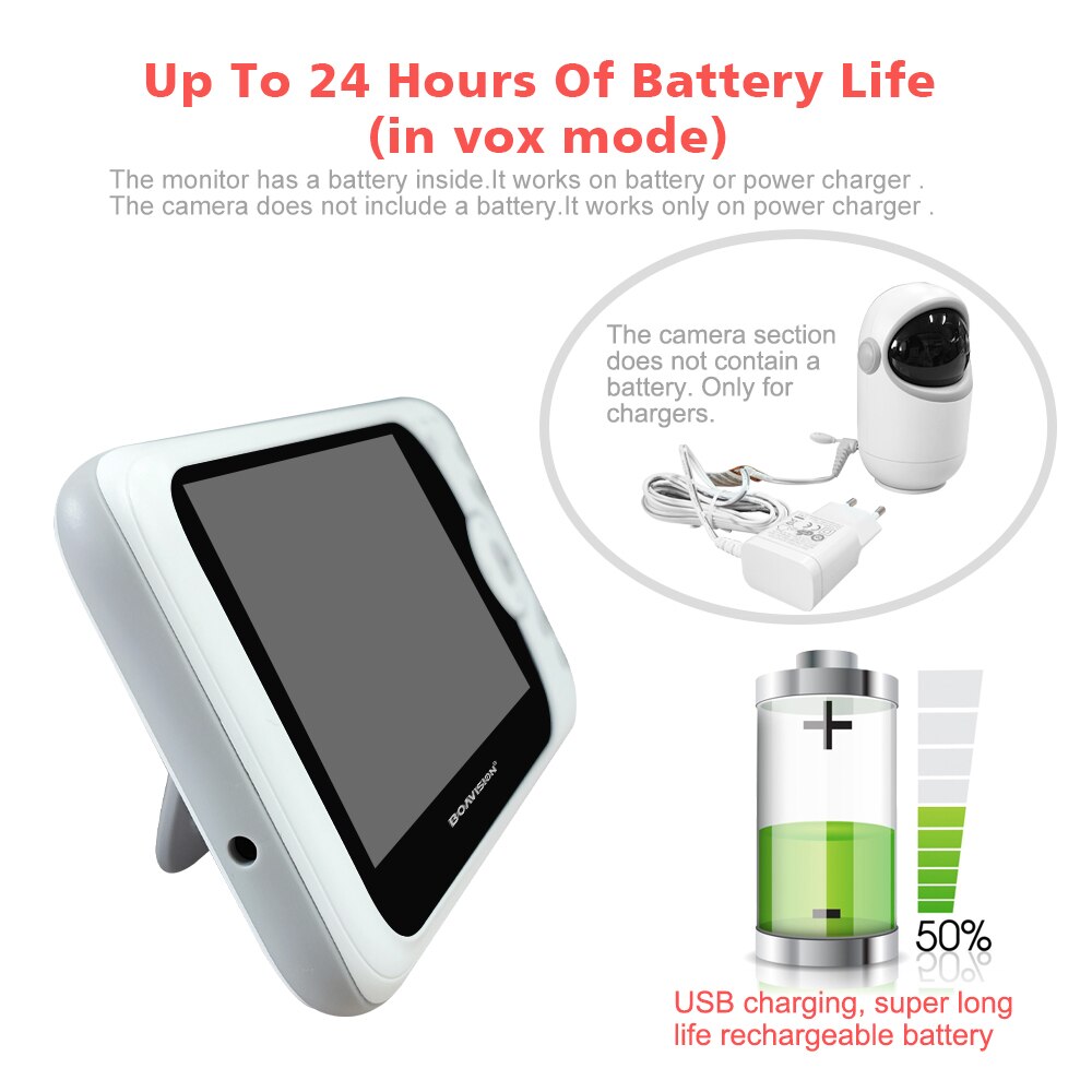 4.3 Inch Video Baby Monitor With Pan Tilt Camera 2.4G Wireless 2 Way Audio Night Vision Surveillance Security Camera Babysitter