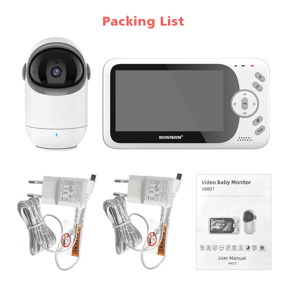 4.3 Inch Video Baby Monitor With Pan Tilt Camera 2.4G Wireless 2 Way Audio Night Vision Surveillance Security Camera Babysitter
