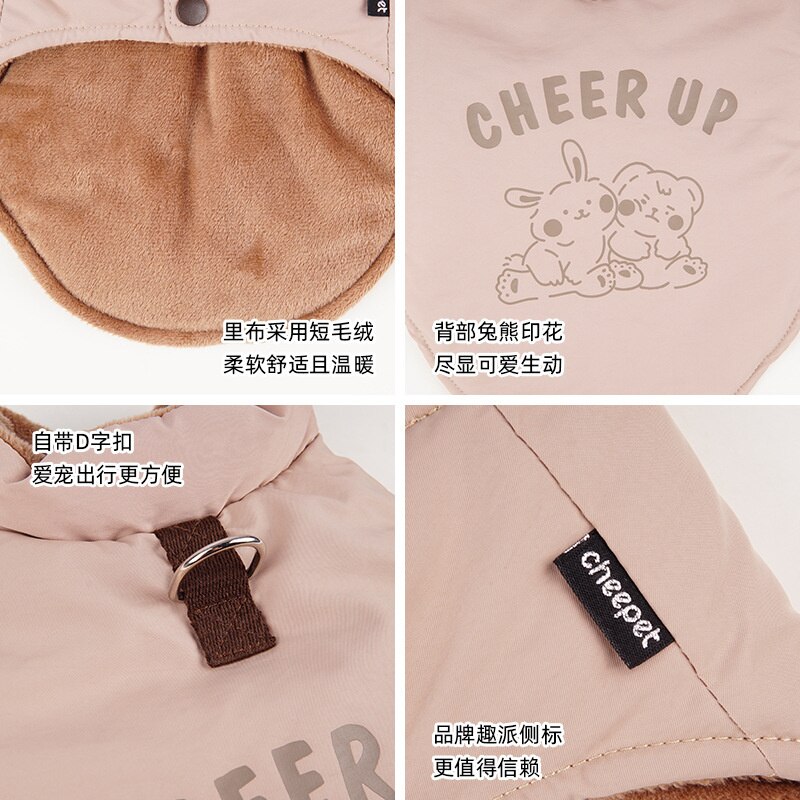 Autumn and Winter Warm Pet Sweater Thickened Cotton Padded Clothes Dog Windproof Plush Clothes Wholesale