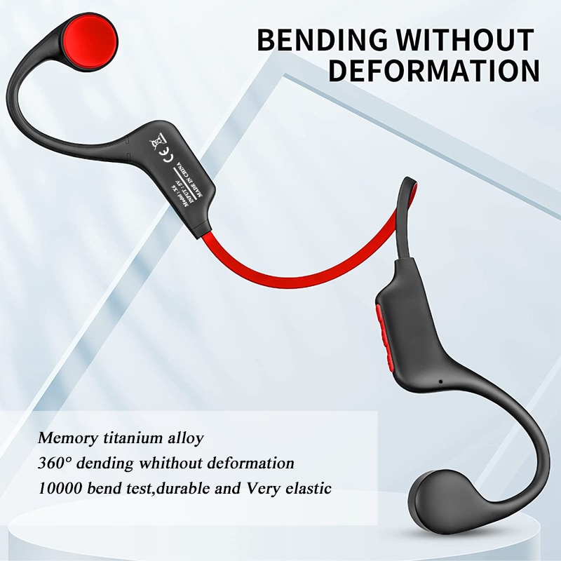 Bone Conduction Headphones Earphone MP3 Wireless Bluetooth 5.3 Headset Swim Sports IPX8 Waterproof with Mic Ear-hook Hifi Stereo