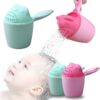 Cartoon Baby Bath Caps Baby Shampoo Cup Children Bathing Bailer Baby Shower Spoons Child Washing Hair Cup Kids bath tool
