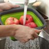 Factory Direct Sales Silicone Foldable Vegetable Basket Kitchen Drain Basket Plastic Vegetable Washing Basin round Creative Vege