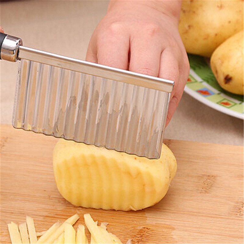 French Fry Cutter Stainless Steel Potato Wavy Edged  Knife  Peeler Cooking Tools Kitchen Gadget Vegetable Fruit