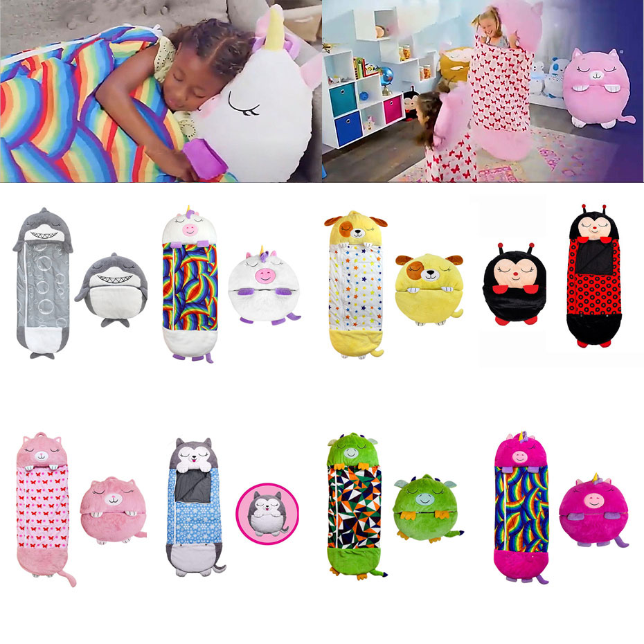 Happy Nappers Kids Cartoon Sleepsacks Children's Sleeping Bag Plush Doll Pillow Boys Girls Baby Animal Sleep Sack For Birthday