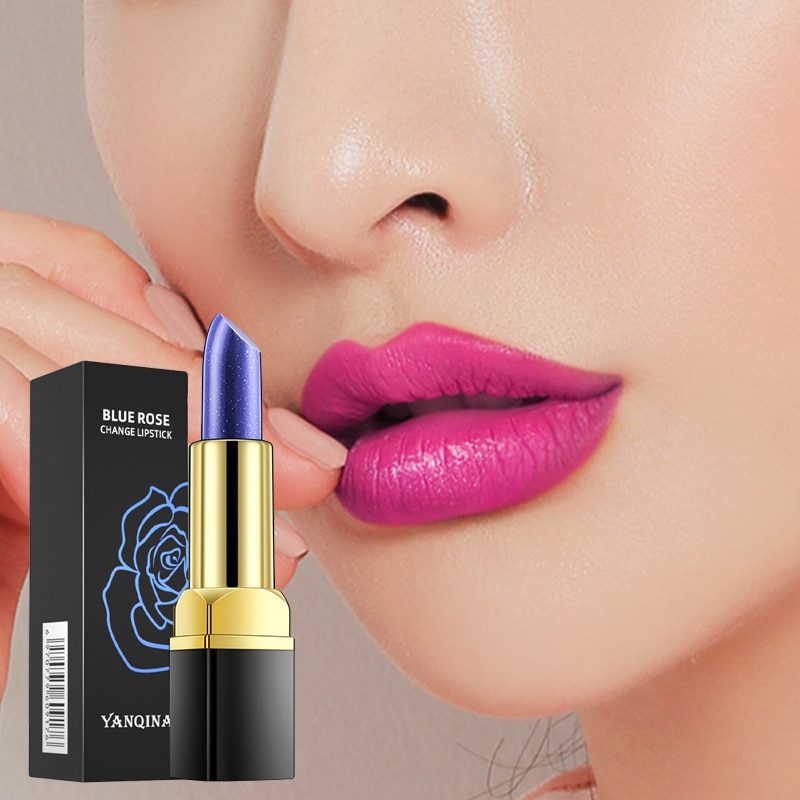 Lip Balm Blue Rose Lipstick Waterproof Temperature Color Changing Moisturizing Base Makeup Long Lasting Natural Beauty