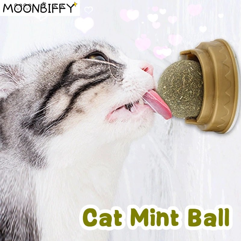 Natural Catnip Ball Stickon Wall Cat Toy Treats Healthy Natural Removes Hair Balls Pet Items Cats Mint Snack Pet Cat Accessories