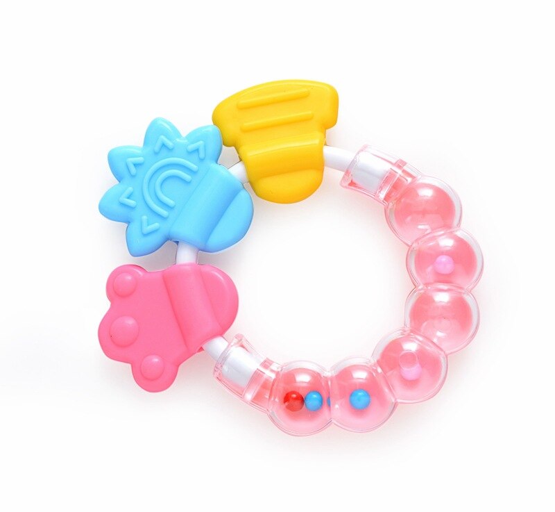 New Cartoon Baby Baby Teether Educational Toys Bite Baby Rattle Round Teether Toys Bed Silica gel Hand Bell Baby Toy