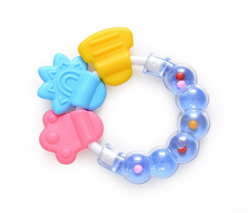 New Cartoon Baby Baby Teether Educational Toys Bite Baby Rattle Round Teether Toys Bed Silica gel Hand Bell Baby Toy