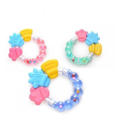 New Cartoon Baby Baby Teether Educational Toys Bite Baby Rattle Round Teether Toys Bed Silica gel Hand Bell Baby Toy