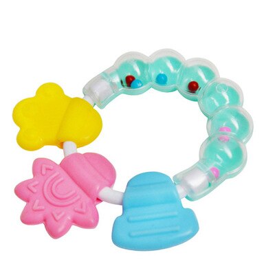 New Cartoon Baby Baby Teether Educational Toys Bite Baby Rattle Round Teether Toys Bed Silica gel Hand Bell Baby Toy