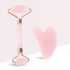 Pink Crystal Jade Roller Scraping Plate Facial Beauty Jade Roller Crystal Scraping Plate Massage Set