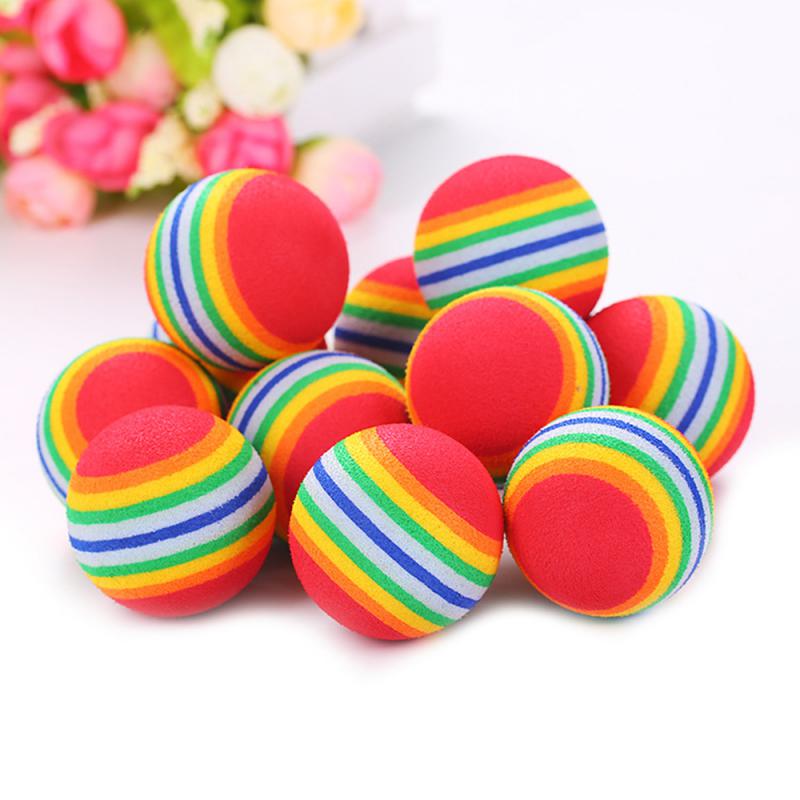 Rainbow Ball Cat Toy Ball Interactive Cat Toys Play Chewing Rattle Scratch Toys For Cats Natural Foam Ball Training Pet Supplies