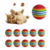 Rainbow Ball Cat Toy Ball Interactive Cat Toys Play Chewing Rattle Scratch Toys For Cats Natural Foam Ball Training Pet Supplies