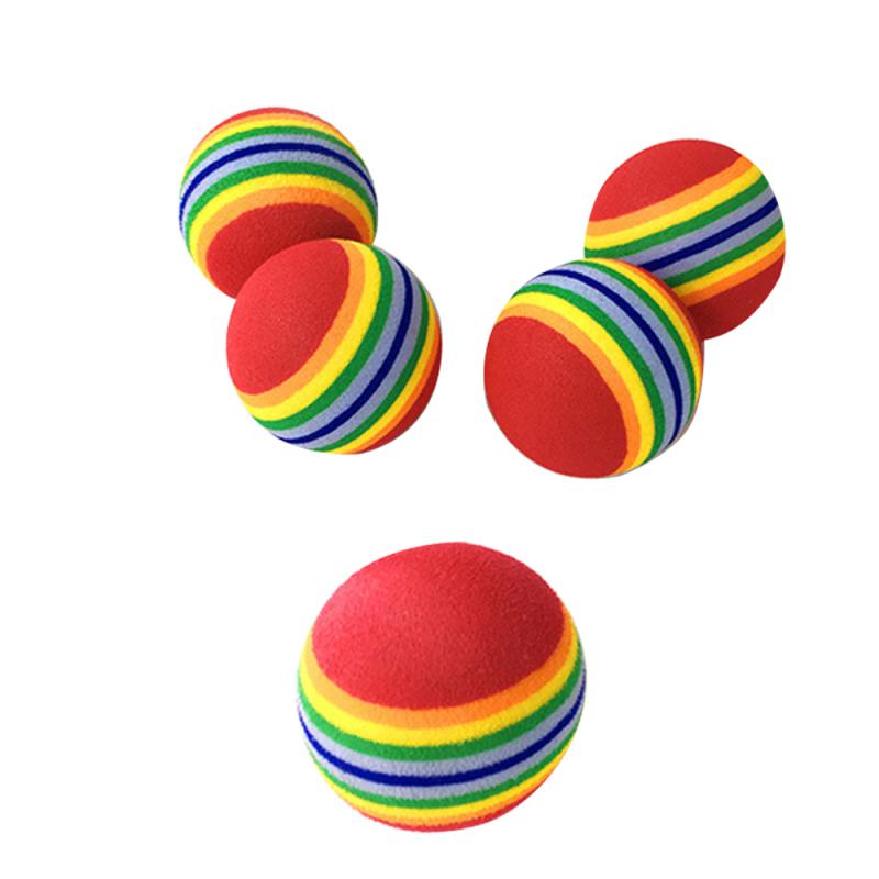 Rainbow Ball Cat Toy Ball Interactive Cat Toys Play Chewing Rattle Scratch Toys For Cats Natural Foam Ball Training Pet Supplies