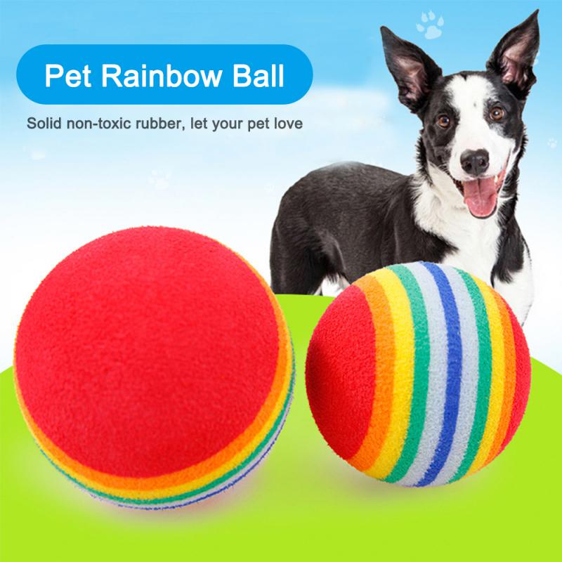 Rainbow Ball Cat Toy Ball Interactive Cat Toys Play Chewing Rattle Scratch Toys For Cats Natural Foam Ball Training Pet Supplies