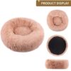 Round donut dog and cat bed long hair cuddle removable machine washable pet pillow bed for small pets