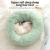 Round donut dog and cat bed long hair cuddle removable machine washable pet pillow bed for small pets