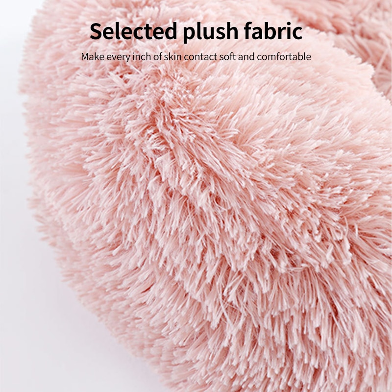 Round donut dog and cat bed long hair cuddle removable machine washable pet pillow bed for small pets